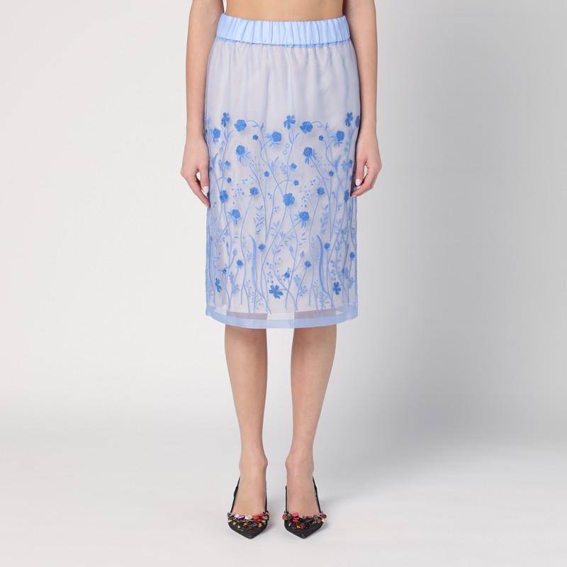 Parosh P.A.R.O.S.H. Women's Sky blue Silk Skirt With Embroidery