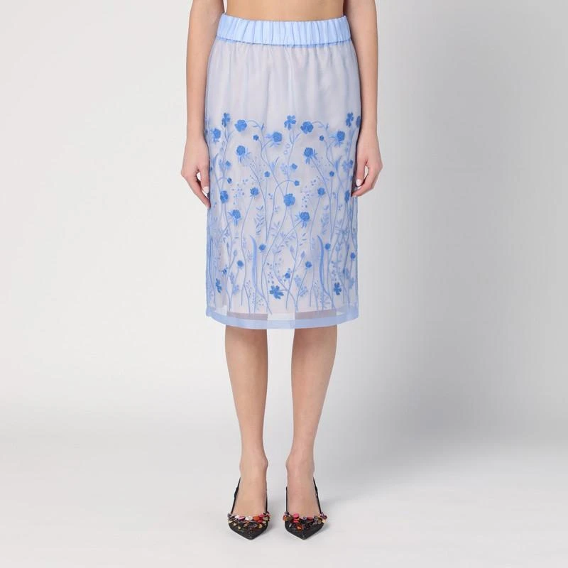Parosh P.A.R.O.S.H. Women's Sky blue Silk Skirt With Embroidery 1