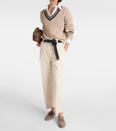 Brunello Cucinelli Gabardine high-rise straight pants 2