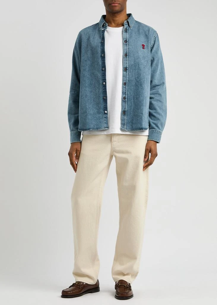 AMI Logo-embroidered denim shirt 4
