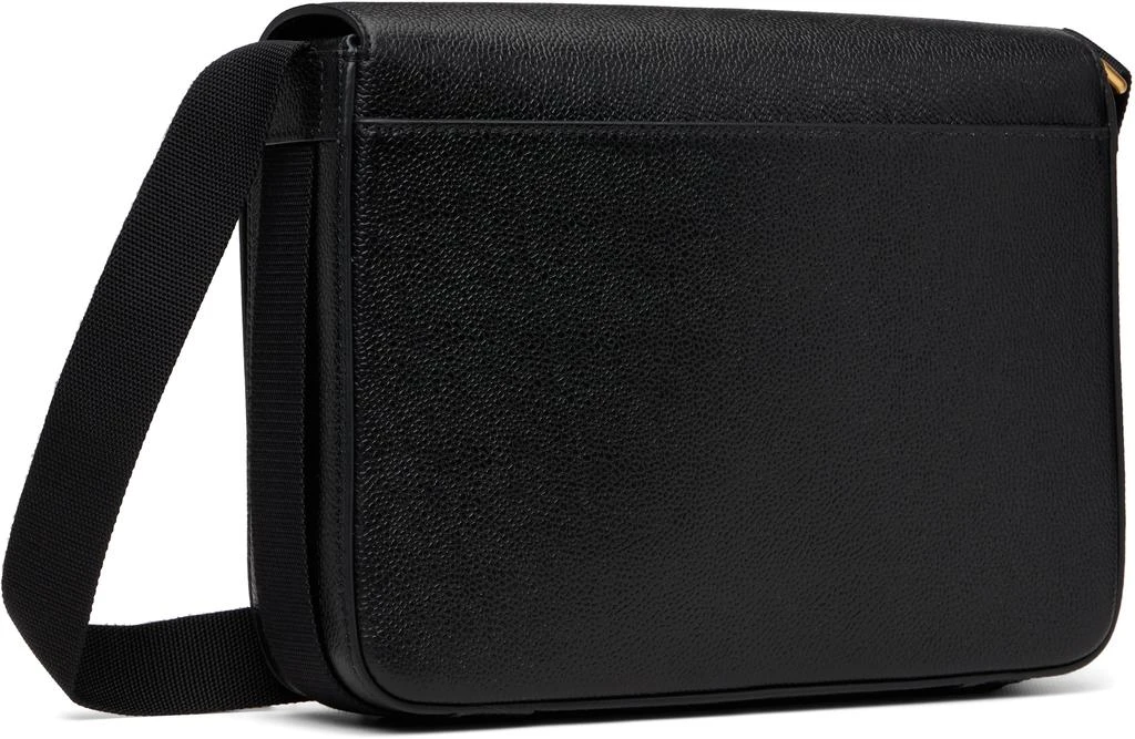 Thom Browne Black Pebble Grain Reporter Bag 3