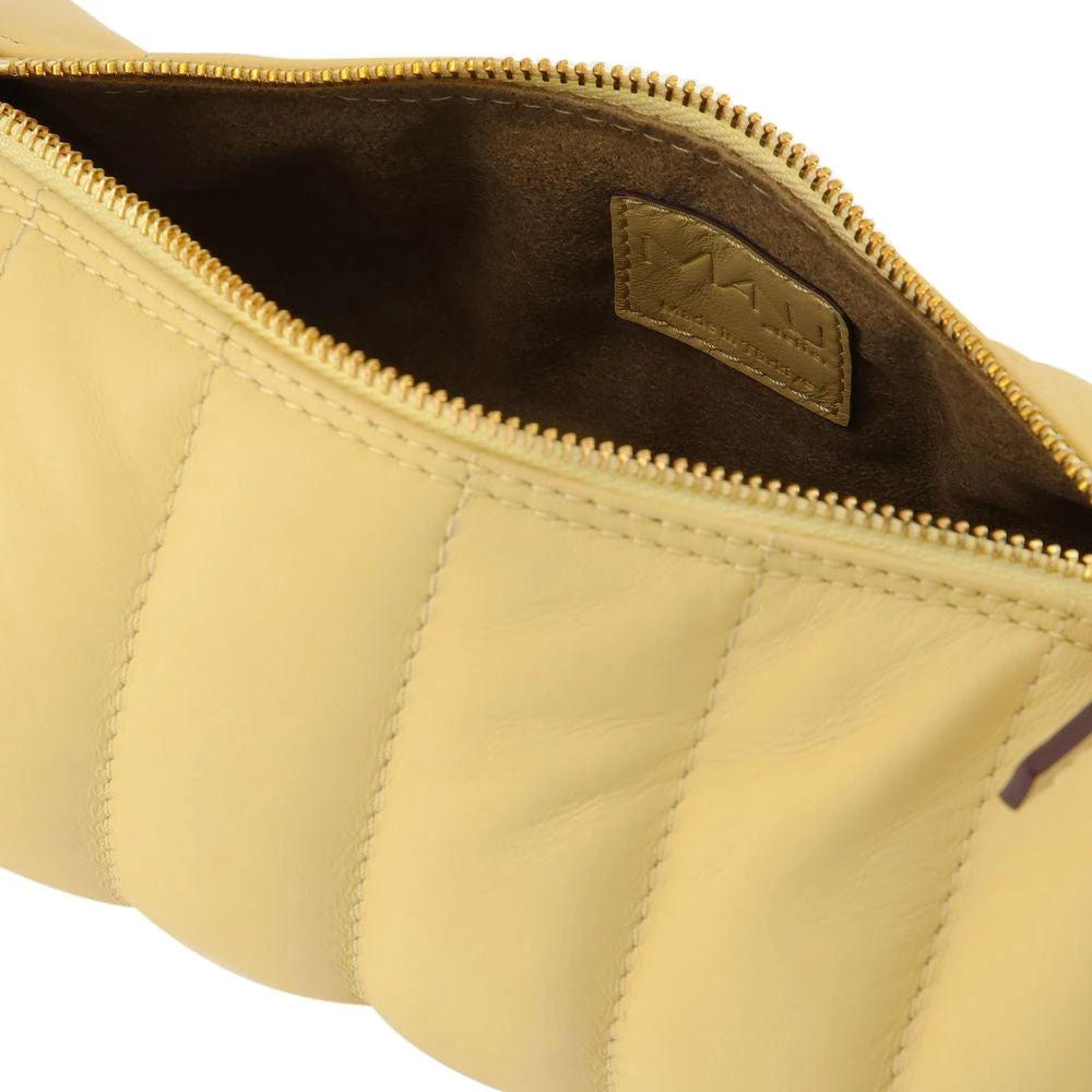 Manu Atelier Padded Cylinder Bag in Cream Leather 4