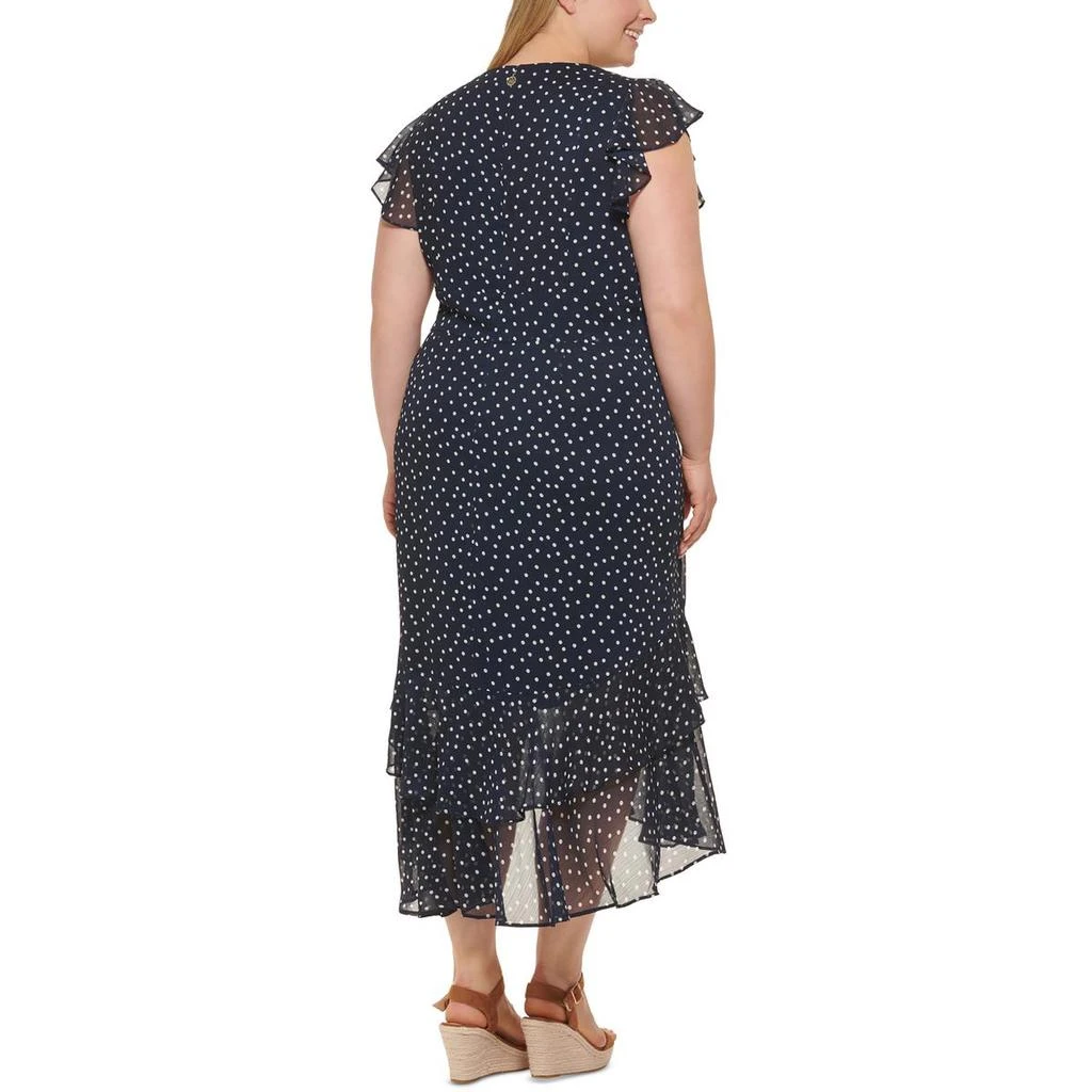 Tommy Hilfiger Plus Womens Chiffon Polka Dot Maxi Dress 2