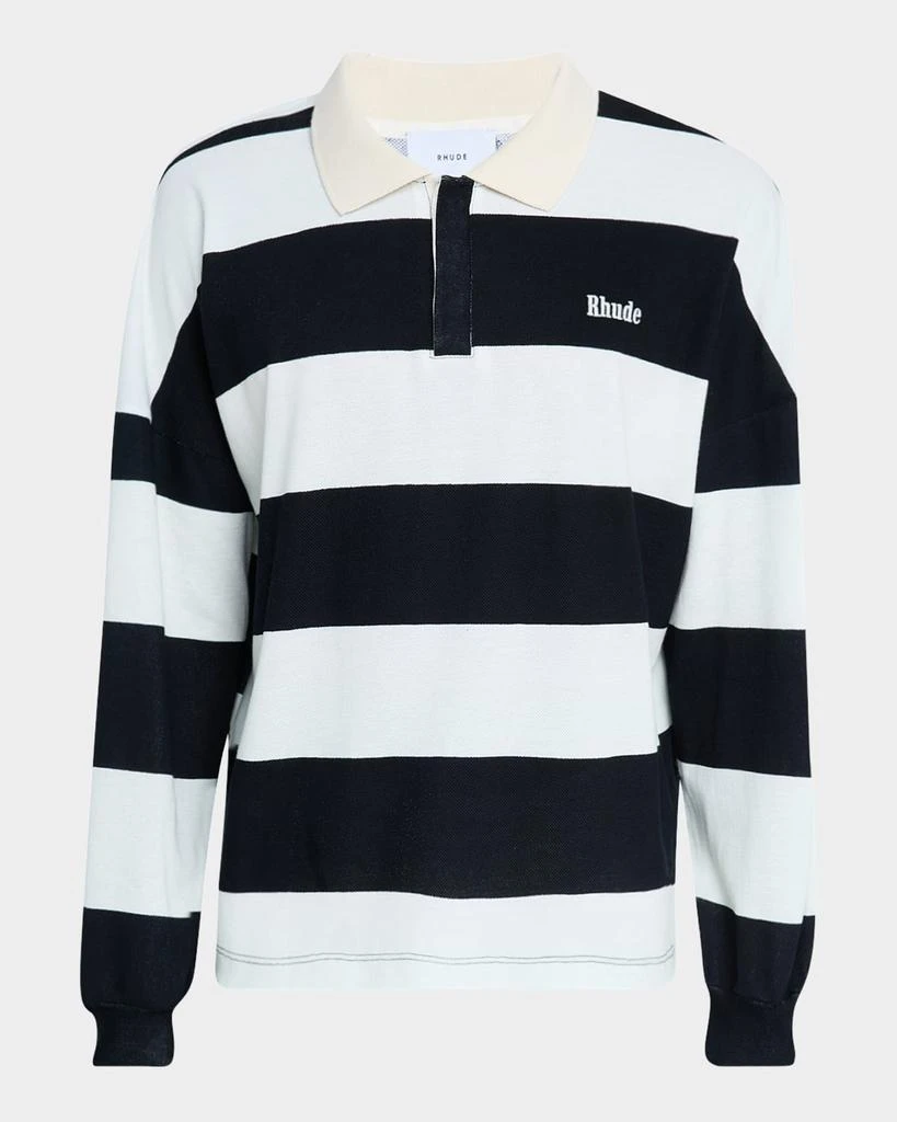 Rhude Men's Stripe Pique Long-Sleeve Polo Shirt 1