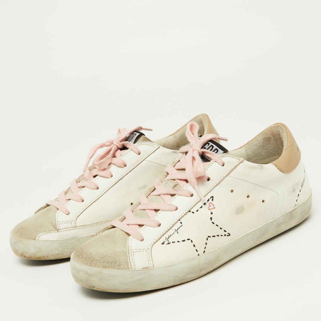 Golden Goose Golden Goose White/Beige Leather Superstar Sneakers Size 37