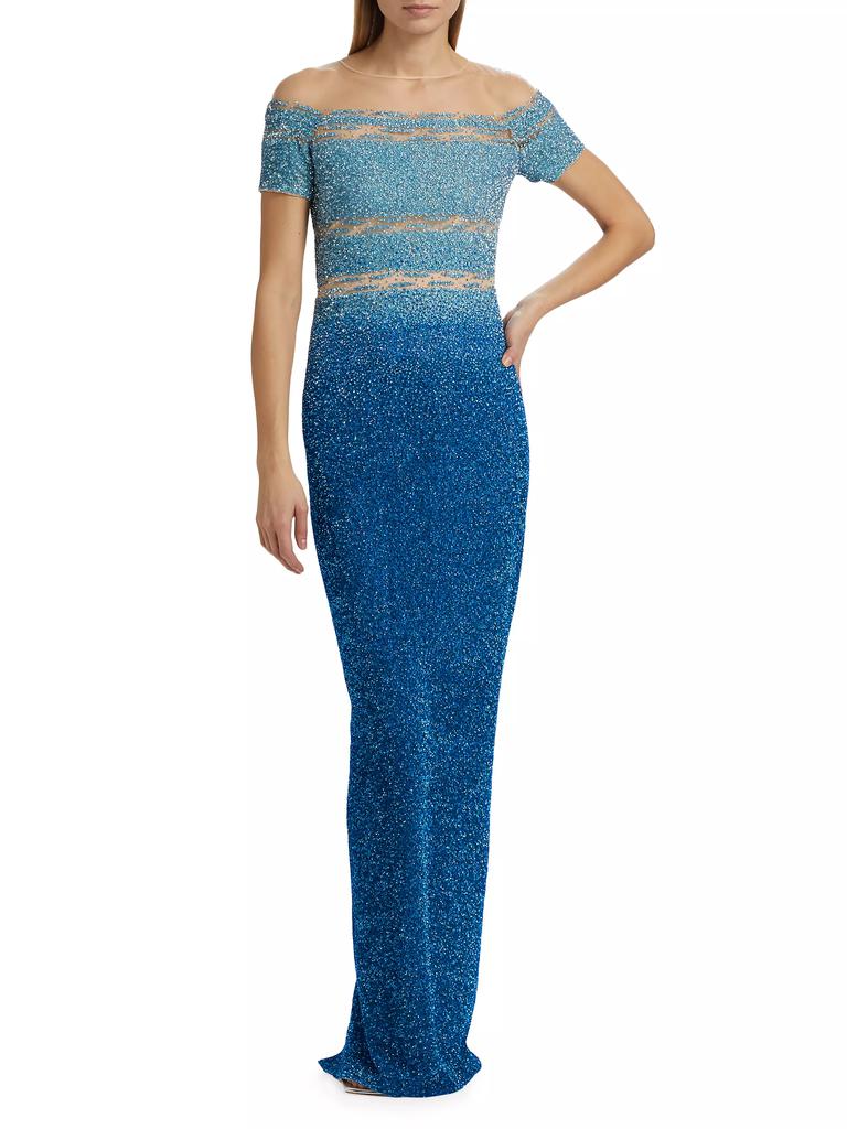 Pamella Roland Sequined Ombré Gown
