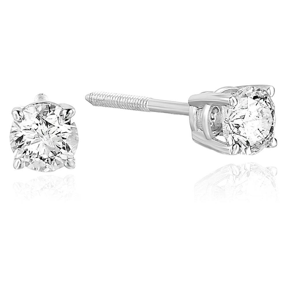 Vir Jewels 1/2 cttw SI2-I1 Certified Diamond Stud Earrings 14K White Gold Round Screw Backs