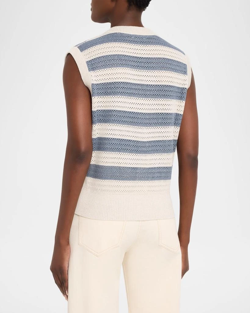 Brunello Cucinelli Sparkling Striped Crochet Knit Vest 3