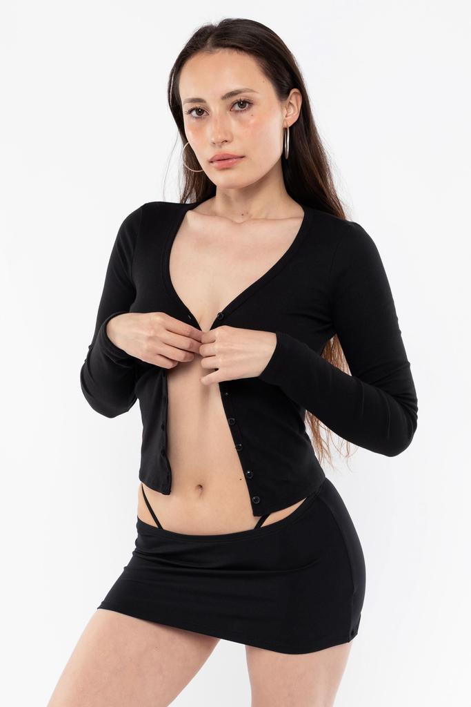 Los Angeles Apparel FR0114 - Flex Rib V Neck Button Up Top