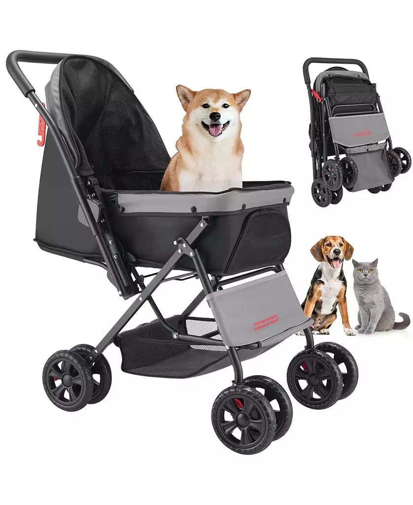 COZITO 4-Wheel Pet Stroller with Reversible Handle, Holds up to 44 lbs