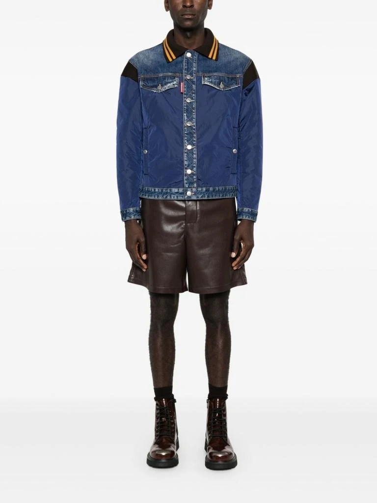 DSQUARED2 Navy Blue Panelled Denim Jacket With Ribbed Detailing 2