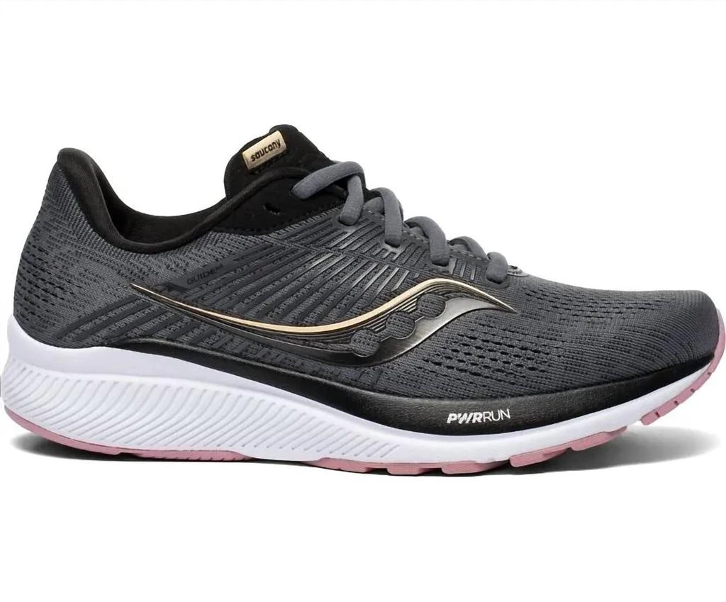Saucony Women's Guide 14 Running Shoes In Charcoal/rose 1