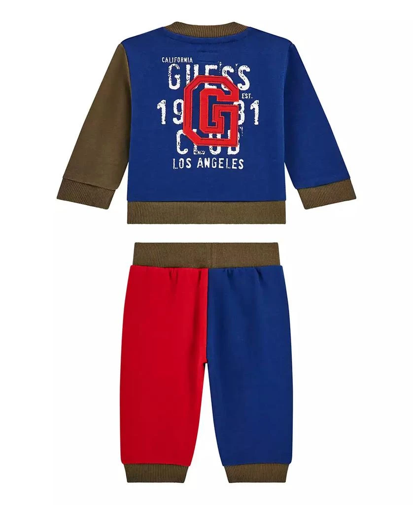 GUESS Baby Boys 2-Piece Long Sleeve Active Zip Up Top and Sweatpants Set 2