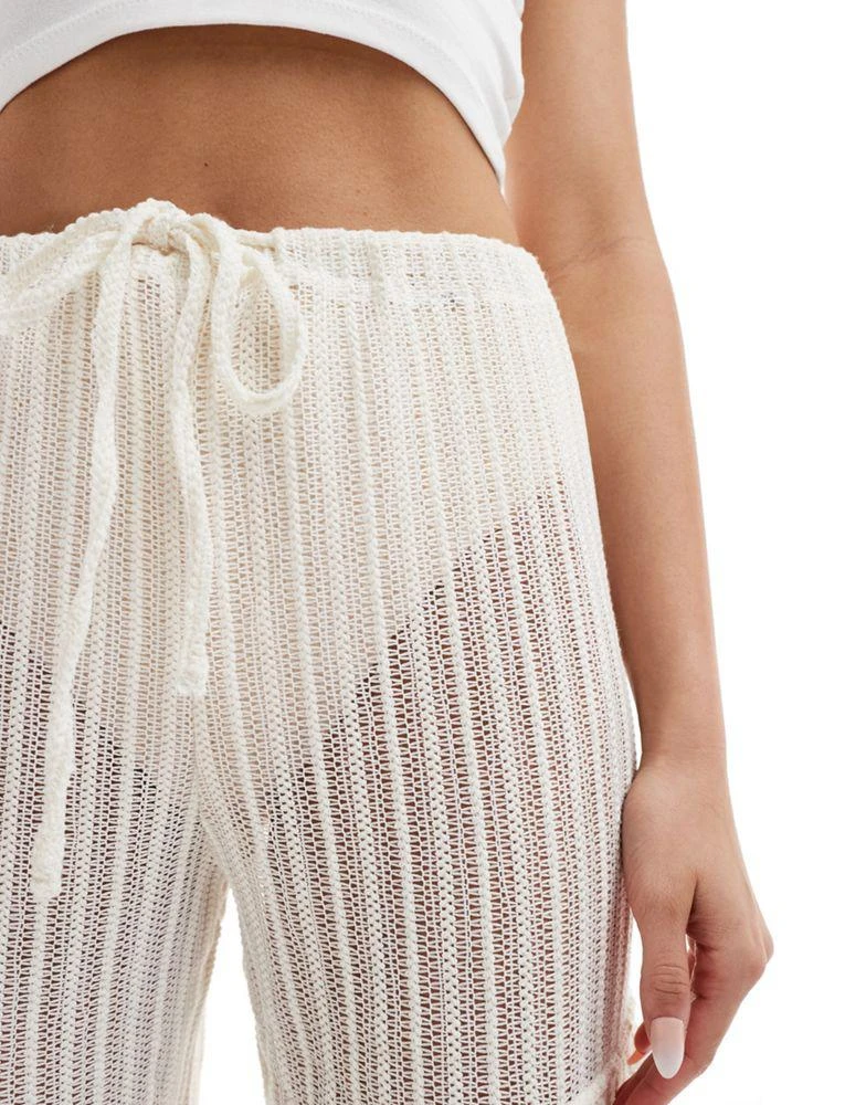 Y.A.S. Y.A.S crochet wide leg cargo pants in cream 5