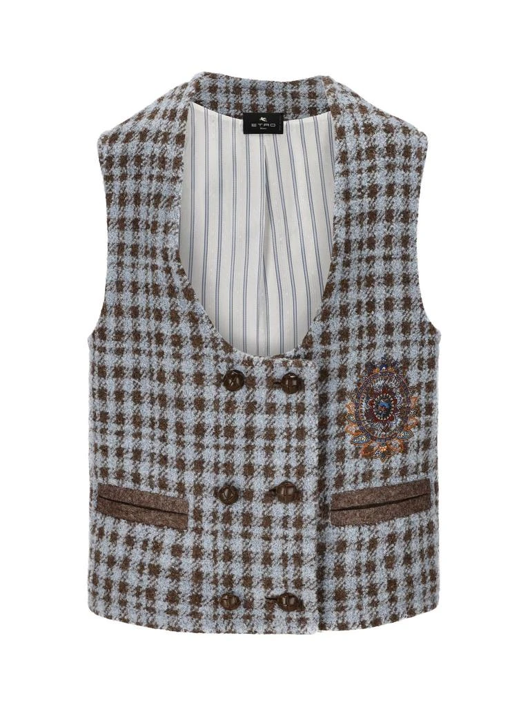 ETRO ETRO Houndstooth Embroidered U-Neck Gilet 1
