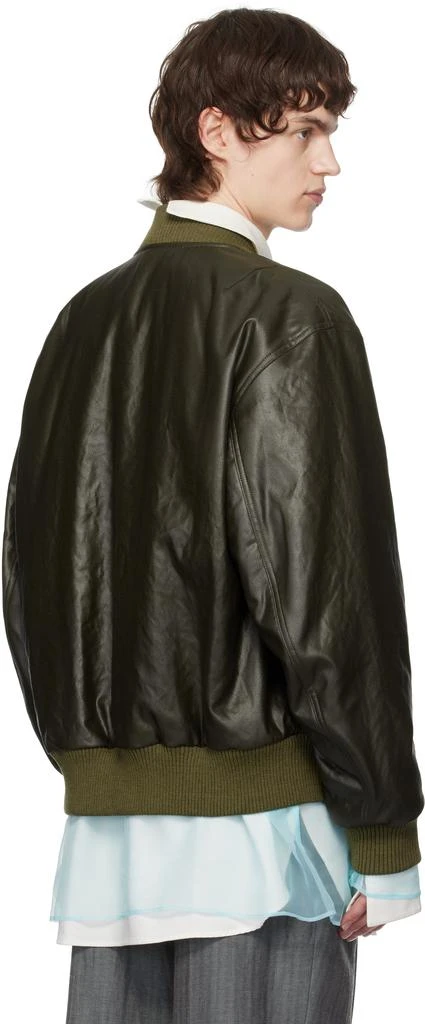 Dries Van Noten Khaki Faux-Leather Bomber Jacket 3