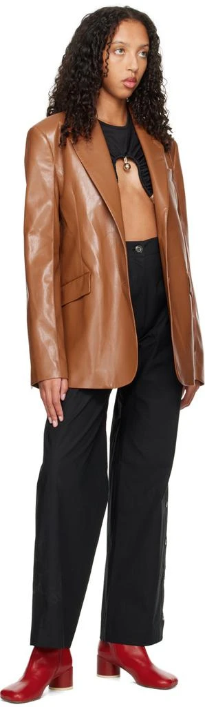 Nanushka Tan Karo Vegan Leather Blazer 4