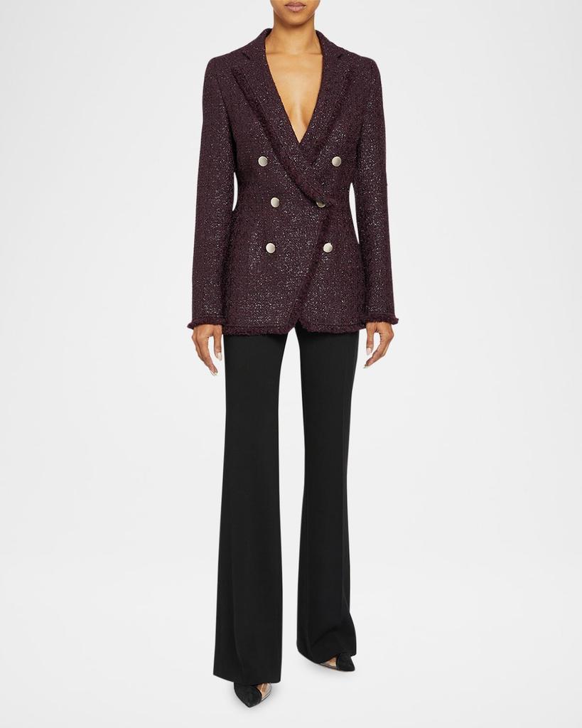 Santorelli Double-Breasted Metallic Tweed Jacket