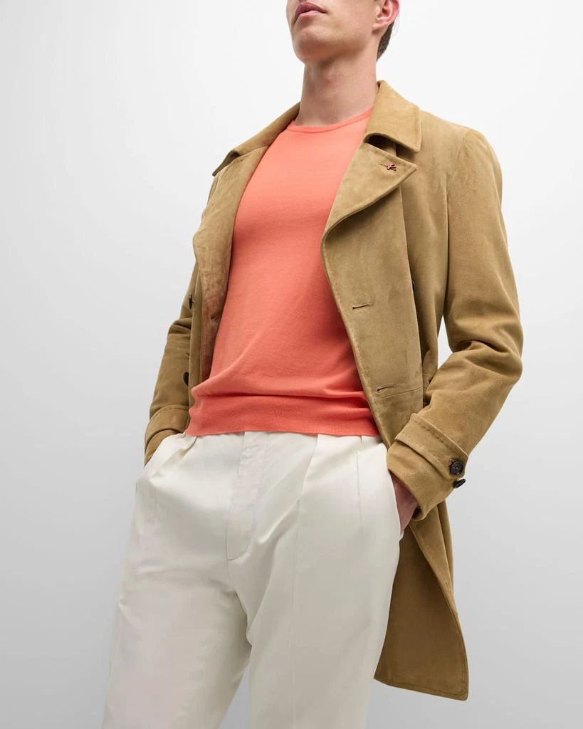 Isaia Men's Belted Suede Trench Coat 7