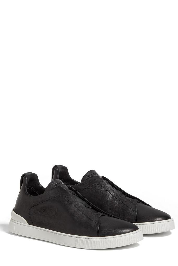 【関税込み】ZEGNA ブラック スエード Triple Stitch スニーカー Navy Blue Leather and Suede Triple Stitch™ Sneakers SS25