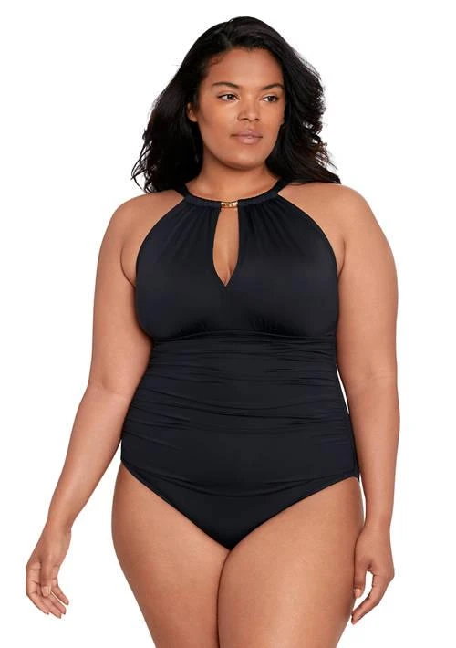 Ralph Lauren Ralph Lauren Plus Size Keyhole Neck One Piece Swimsuit 1