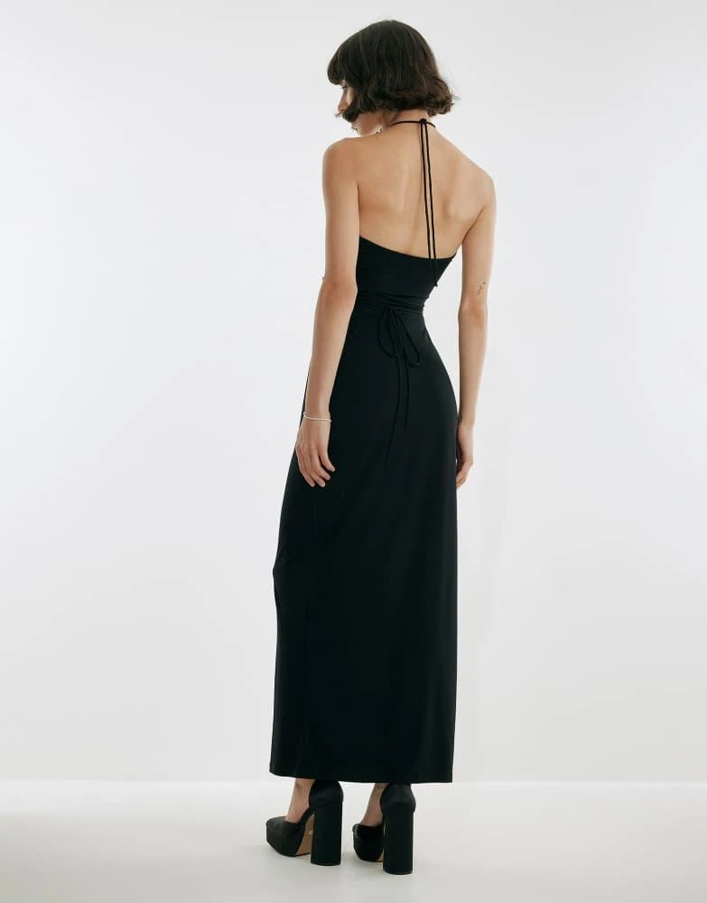 NA-KD NA-KD X Josefine HJ cut out maxi dress in black 4