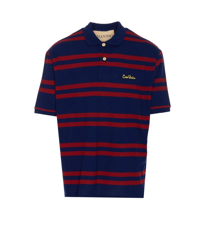 Valentino Valentino Logo Embroidered Striped Polo Shirt from Cettire