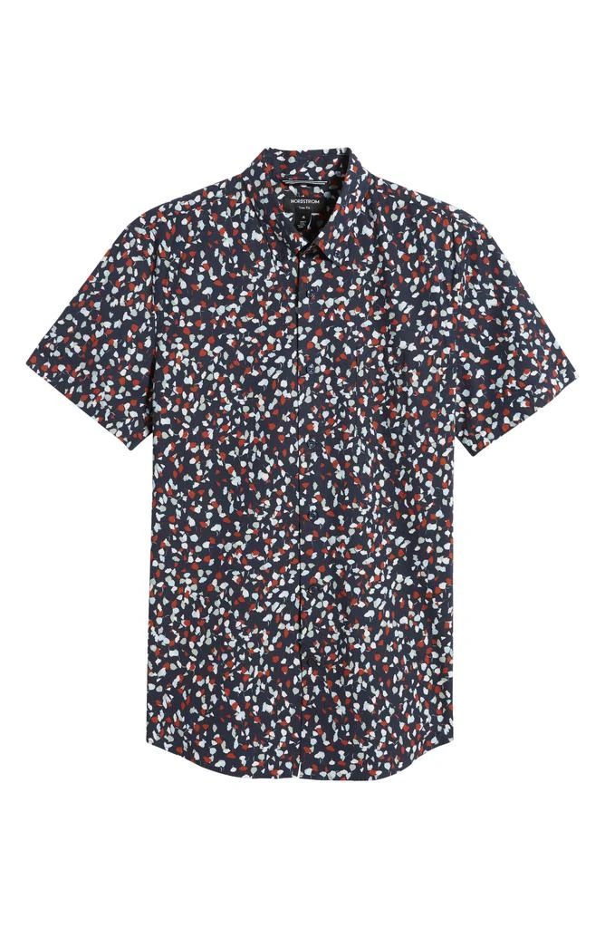 Nordstrom Trim Fit Floral Short Sleeve Stretch Button-Down Shirt 6