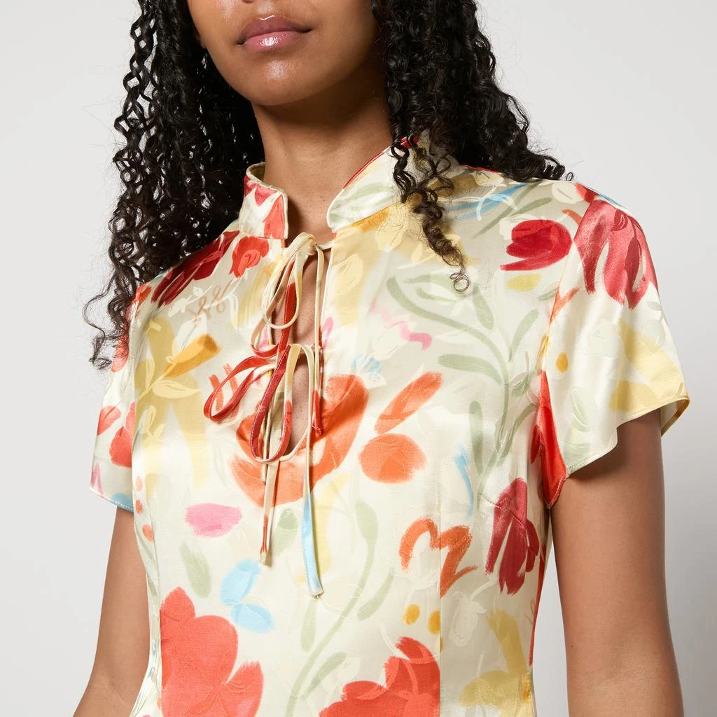Kitri Gretchen Floral-Print Satin-Jacquard Mini Dress 4