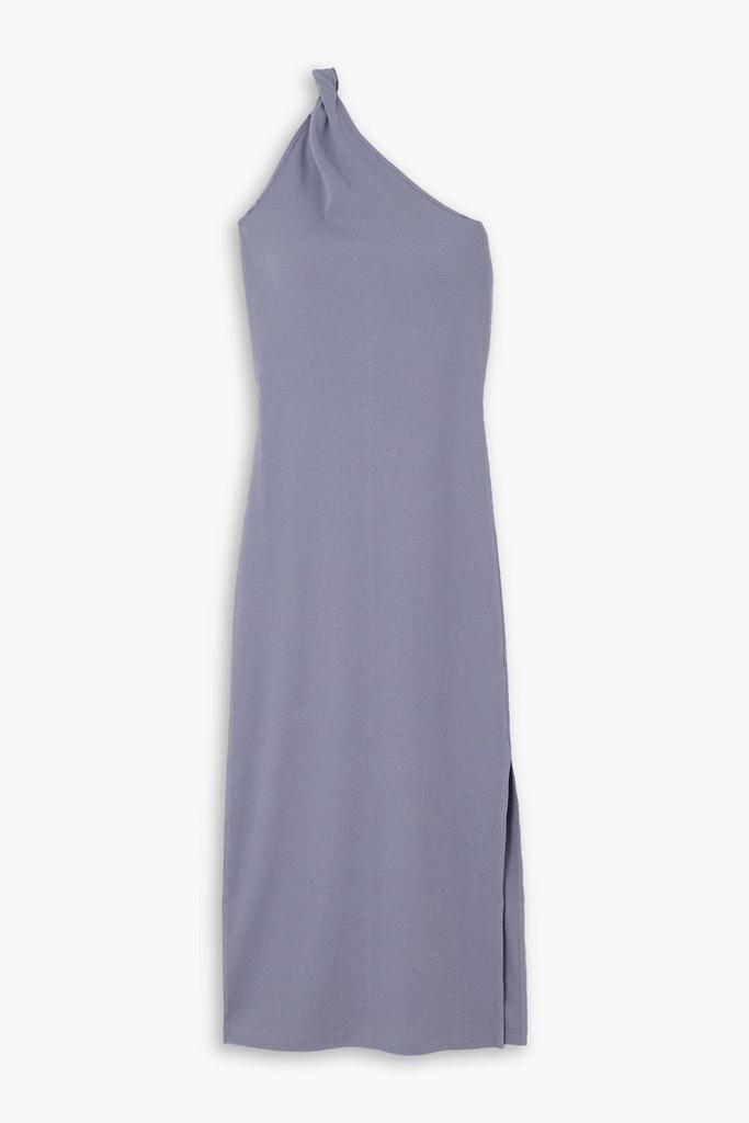 NINETY PERCENT Okra one-shoulder ribbed stretch-cotton midi dress