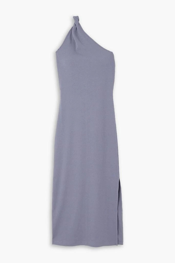 NINETY PERCENT Okra one-shoulder ribbed stretch-cotton midi dress 1