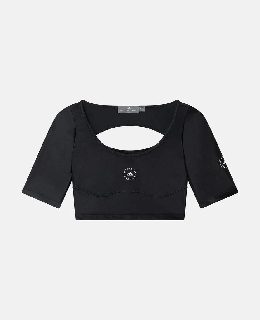 Stella McCartney Stella McCartney - TrueLife Scoop Neck Crop Top, Woman, Black, Size: S 1