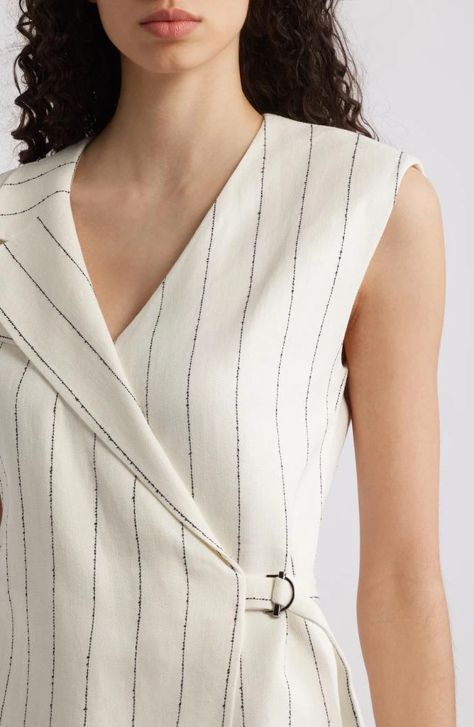 Hugo Boss Dagania Pinstripe Sleeveless Linen Blend Sheath Dress 4