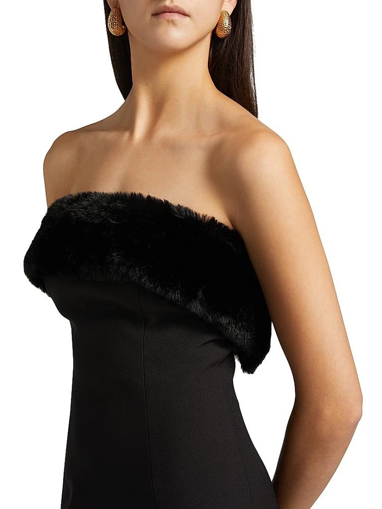 knee length dresses for ladies Black Trapeze Feather Trim Mini Dress main image 1