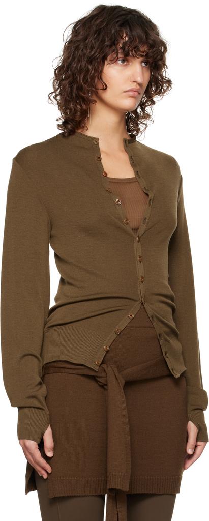 Lemaire Brown Fitted Seamless Cardigan