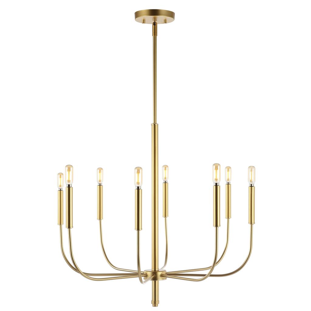 JONATHAN Y Amoros 27.25" 8-Light Modern Mid-Century Iron LED Chandelier