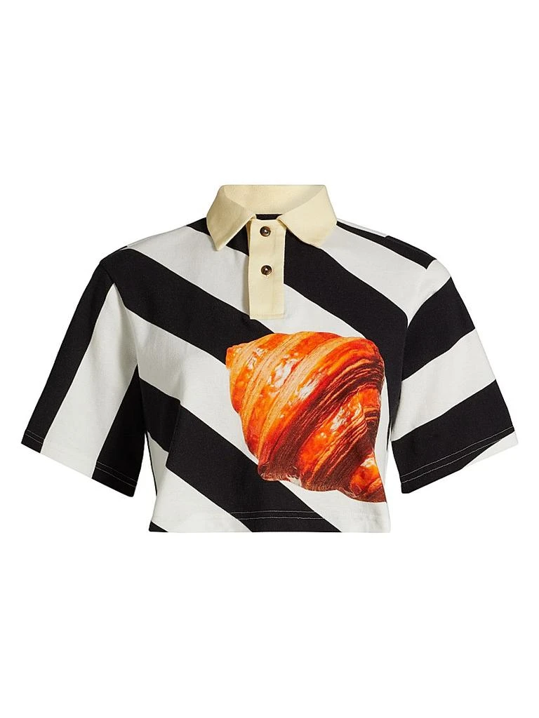 BruceGlen Croissant Striped Crop Rugby Polo Shirt 1