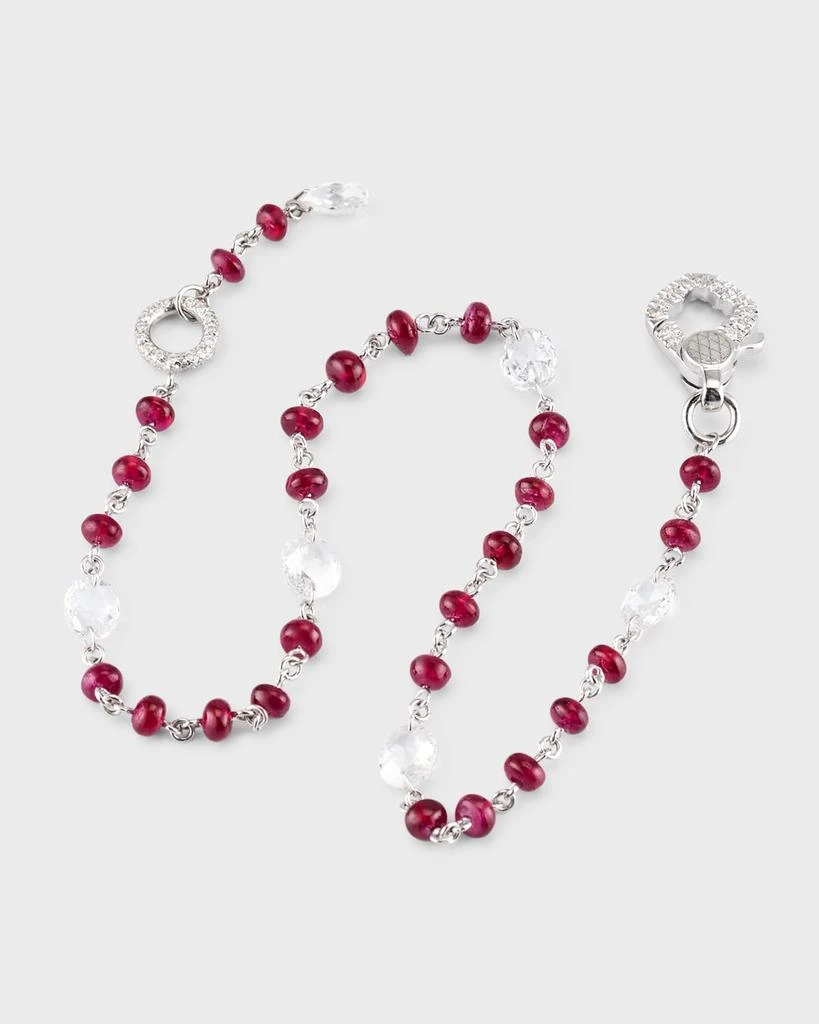 64 Facets 18K White Gold Ruby and Diamond Tennis Bracelet 3