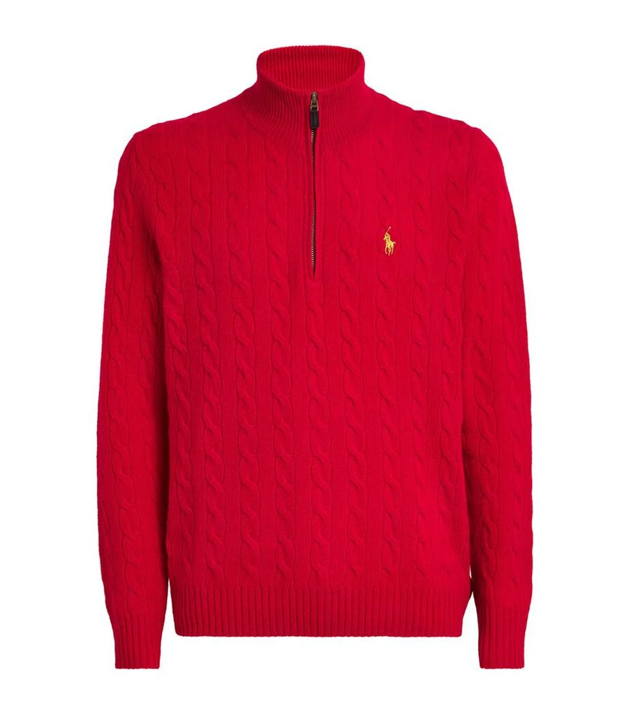 Ralph Lauren Wool-Cashmere Cable-Knit Zip-Up Sweater 1