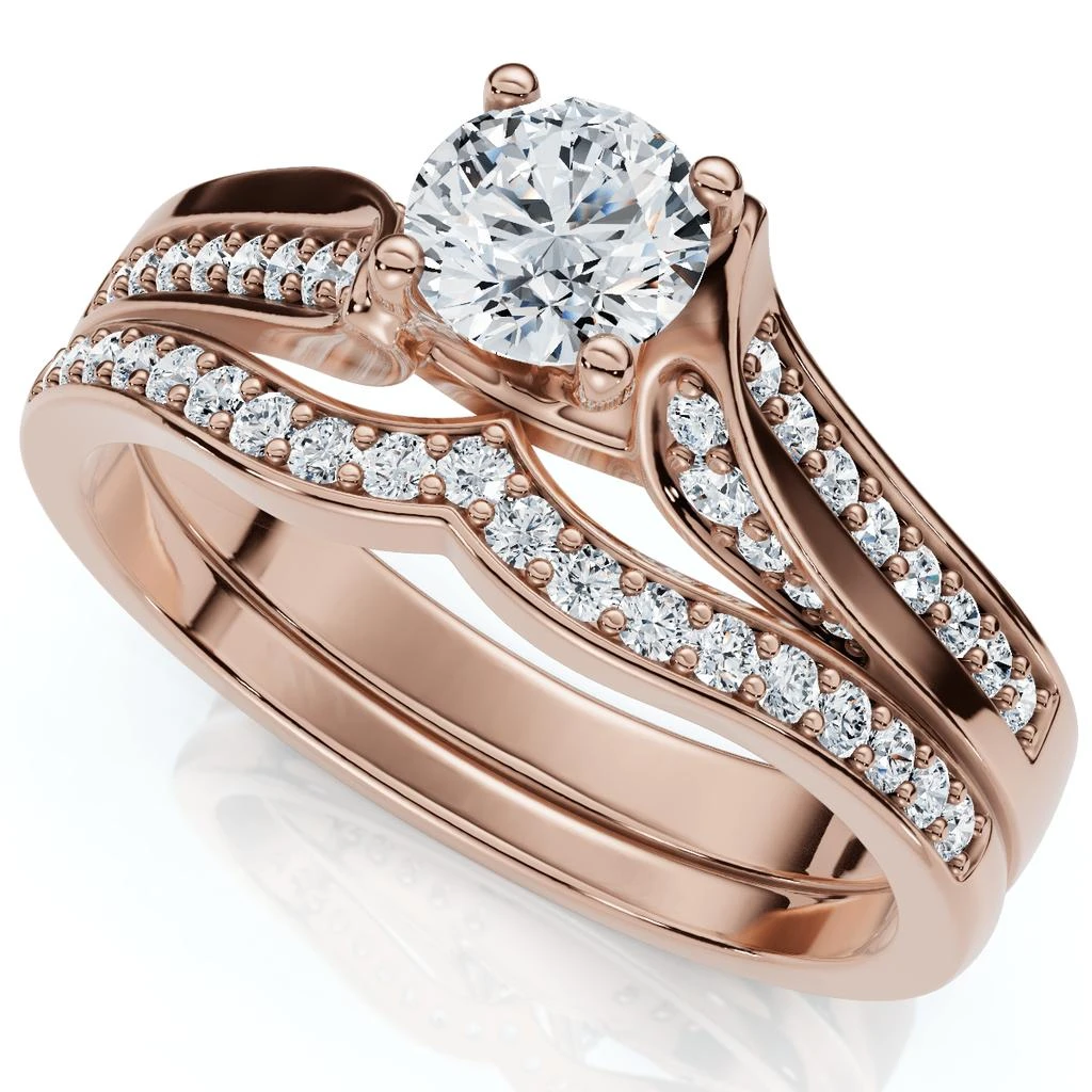 Pompeii3 1Ct Engagement Wedding Ring Set 14k Gold or Platinum Lab Grown