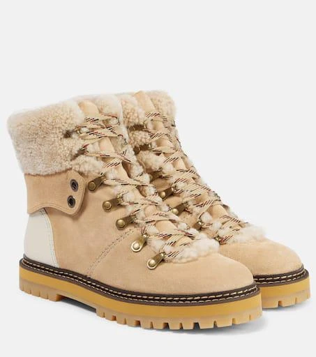 See by Chloé Eileen shearling-lined suede hiking boots 1