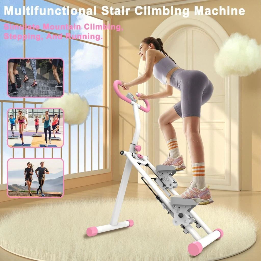 CARDIORAKK Stair Stepper for Home-Upgrade Vertical Climber Workout Machine for Full-Body Exercise Climber Fitness Equipment with Stable Frame Adjustable Handlebar-Pink 5