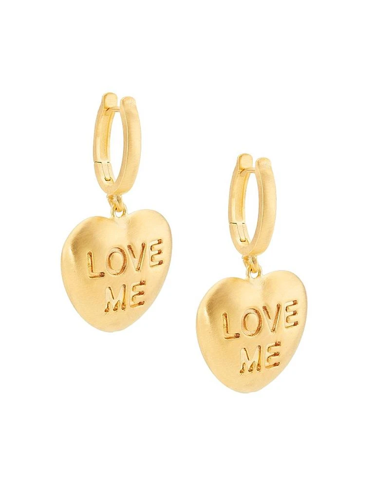 Lauren Rubinski 14K Yellow Gold "Love Me" Heart Drop Earrings 1