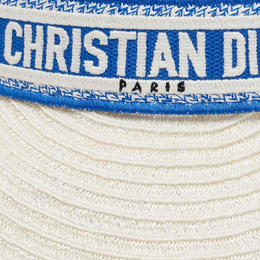 Dior Christian Dior Blue/White Logo Embroidered Straw D-Ocean Visor 5