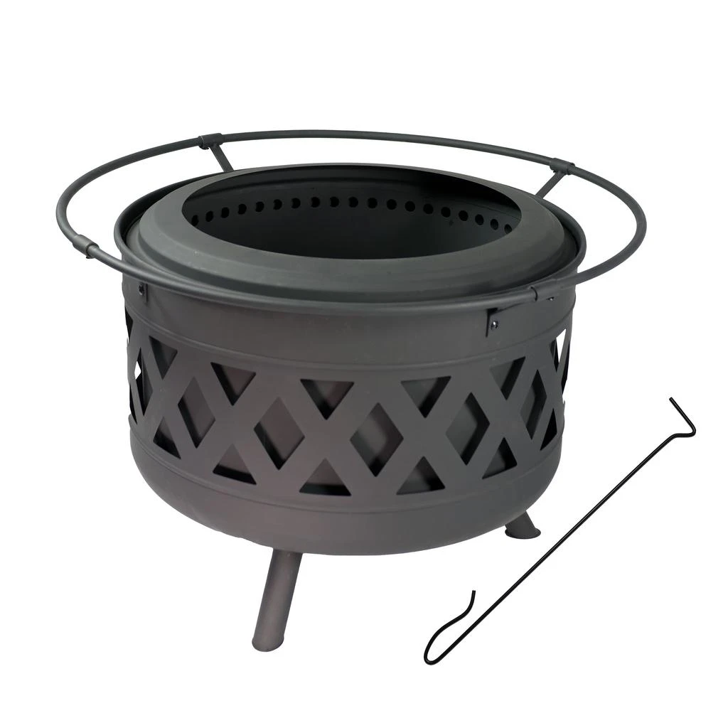 Sunnydaze Crossweave Outdoor Wood-Burning Steel Smokeless Fire Pit for the Backyard - Black - 30" 1