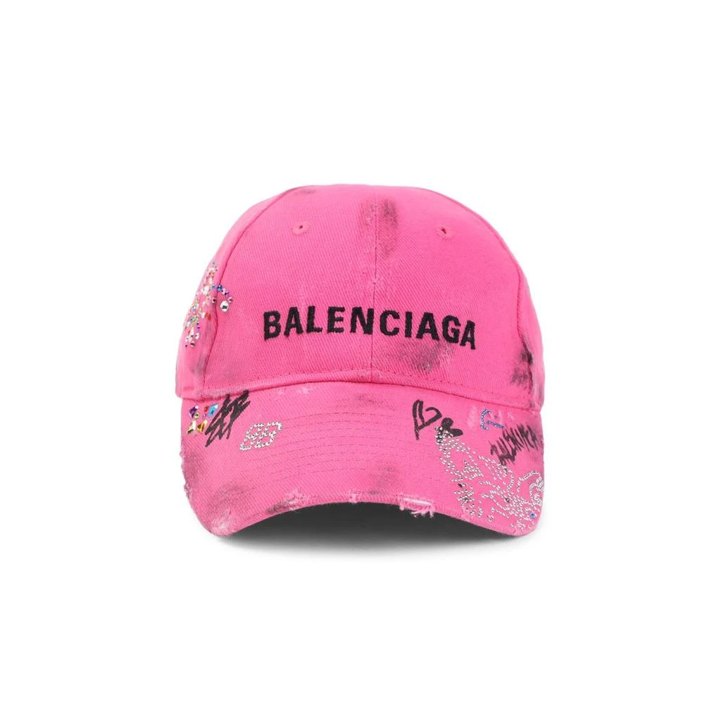 Authentic Balenciaga logo-embroidery baseball cap Balenciaga Black Cotton Logo Embroidered Baseball Hat Size L  main image 2