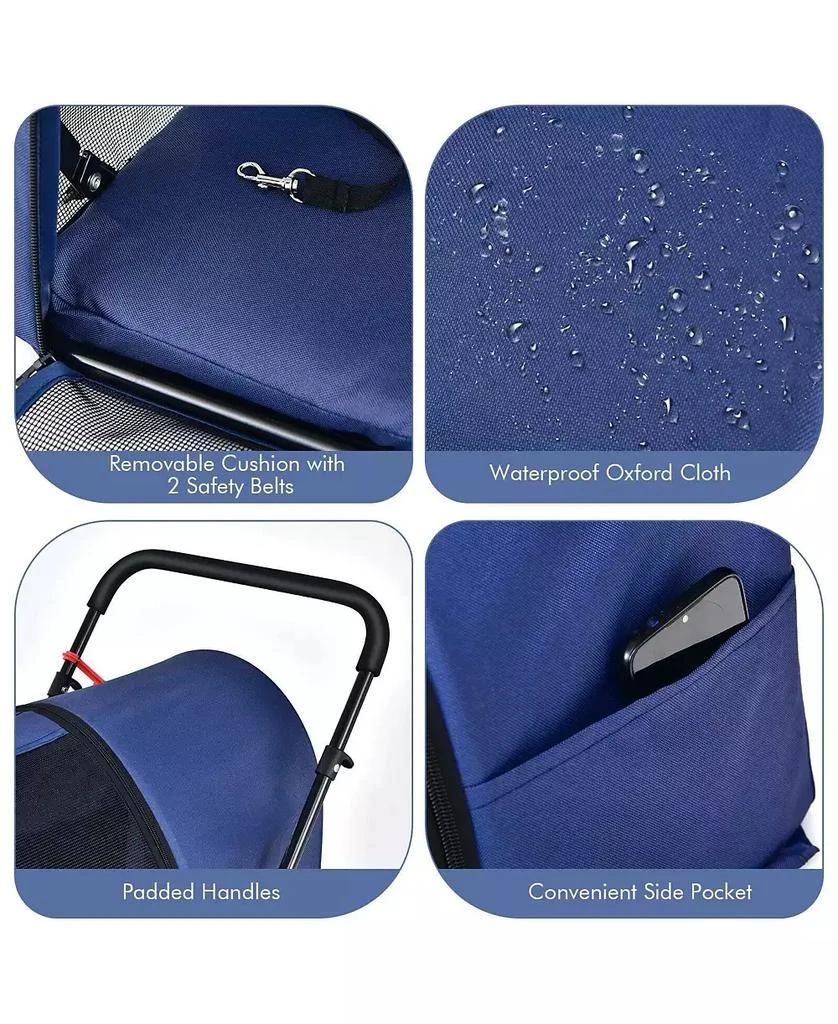 SUGIFT 4-in-1 Double Pet Stroller with Dog/Cat Carriers and Travel Carriage 9