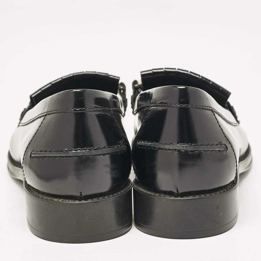 Tod's Tod's Black Leather Double T Fringed Loafers Size 37 5