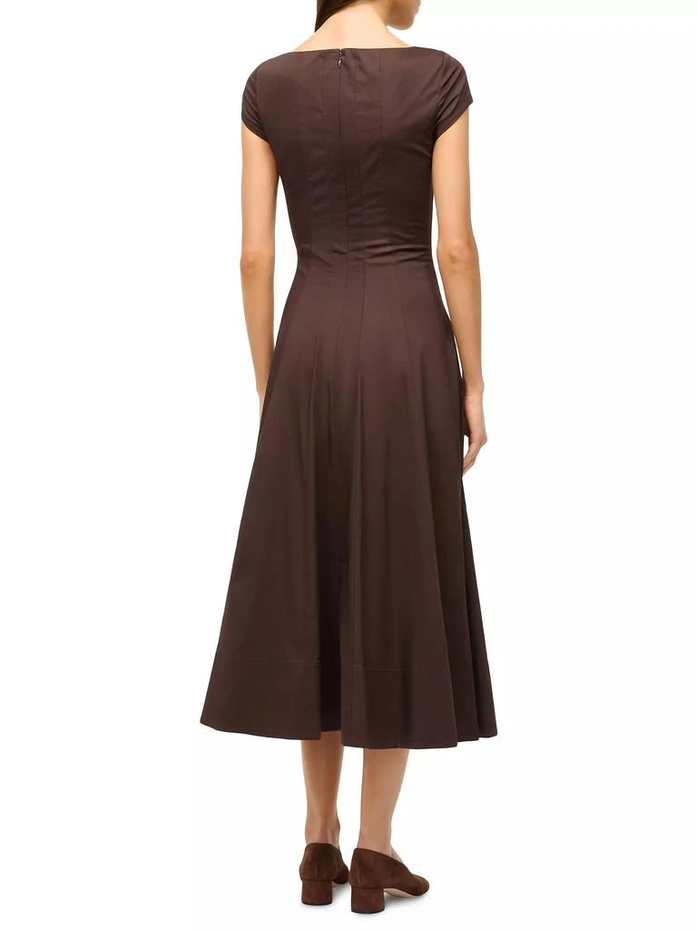 Staud Wells Stretch-Cotton Fit & Flare Midi-Dress 4