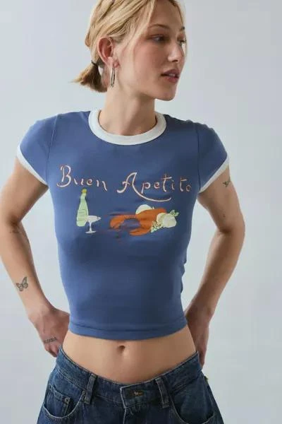 BDG BDG Too Perfect Buen Apetito Graphic Ringer Baby Tee 1